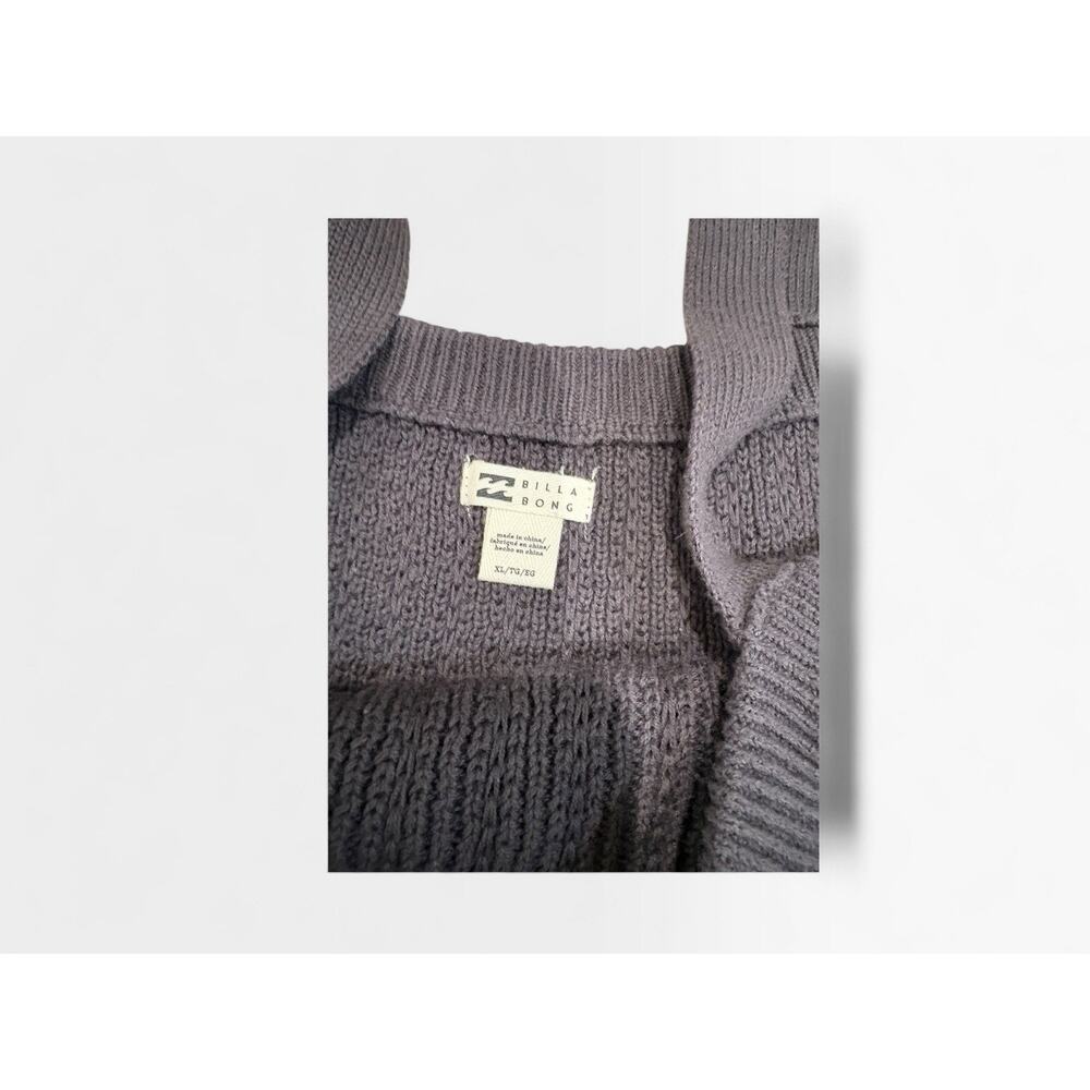 Billabong Knit Crop Tank Top XL Black Ribbed Square Neck Boho Beach - Picture 4 of 5